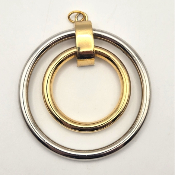 Napier Pendant 1970's Gold & Silver  Double Rings Tone Pre loved - Picture 1 of 11